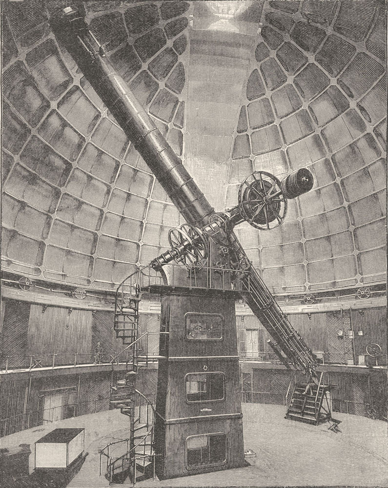 CALIFORNIA. The Largest Telescope in the world 1891 old antique print picture